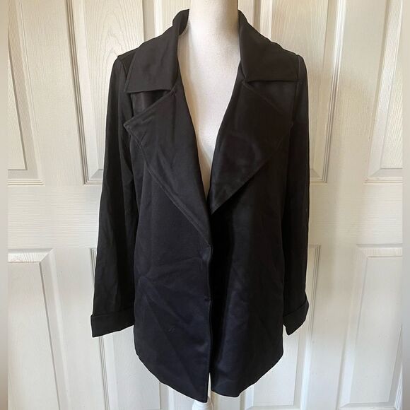 Adrianna Papell Black Trench Jacket with Back Yoke - Picture 2 of 12